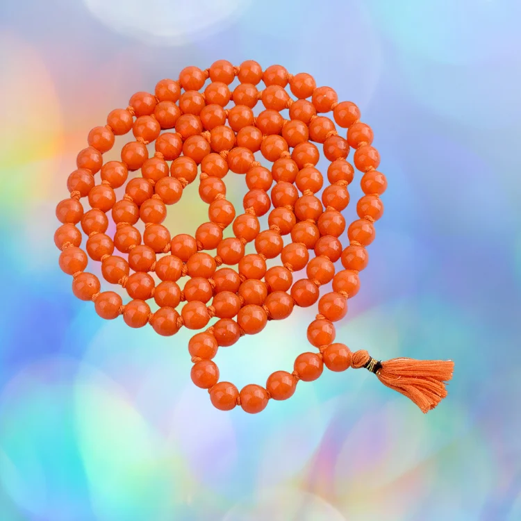 Natural Orange Agate Mala 